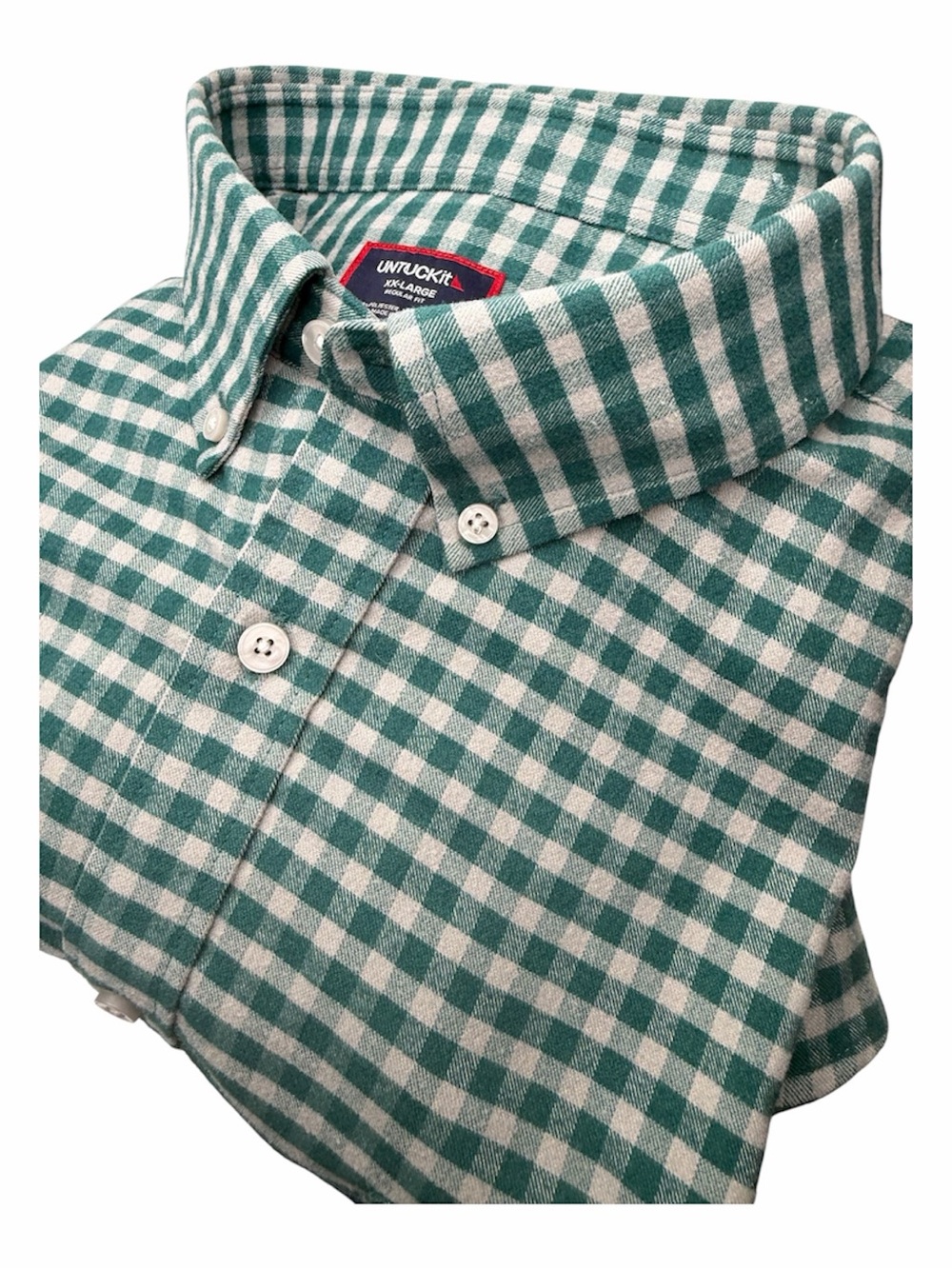 UNTUCKit XXL Green And Gray Checking Front Pocket